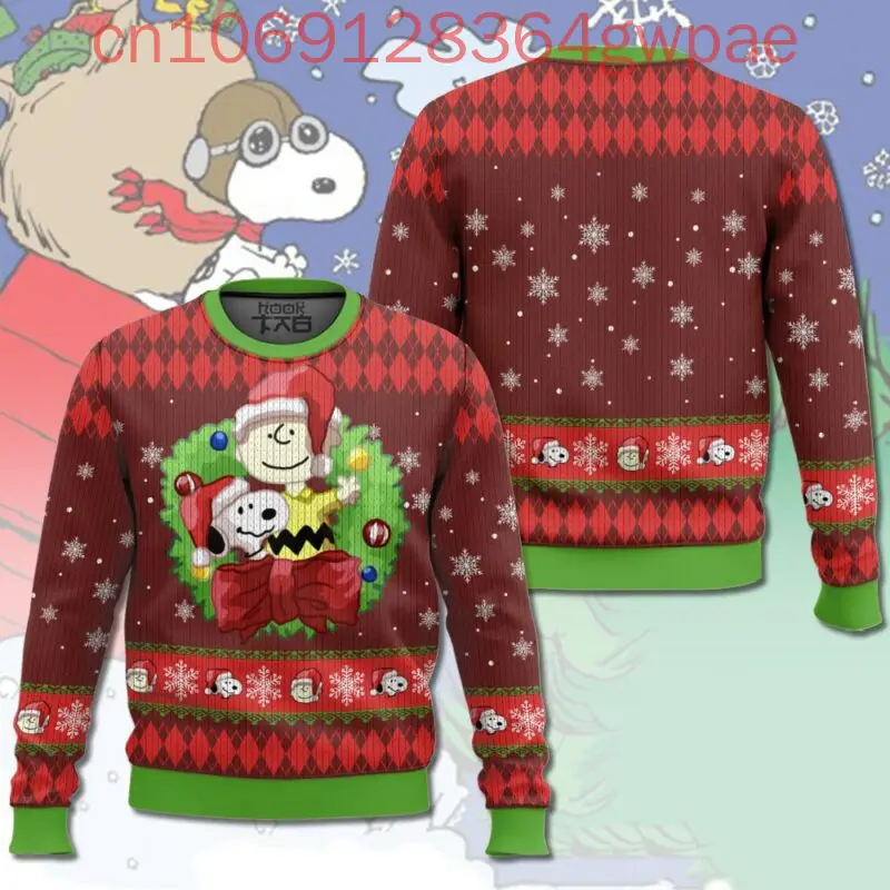 thumbnail image 1 of Suéteres feos navideños de Charlie Brown y Snoopy Suéteres feos navideños con estampado 3D de Disney Suéteres casuales de moda para hombres y mujeres, 1 of 5