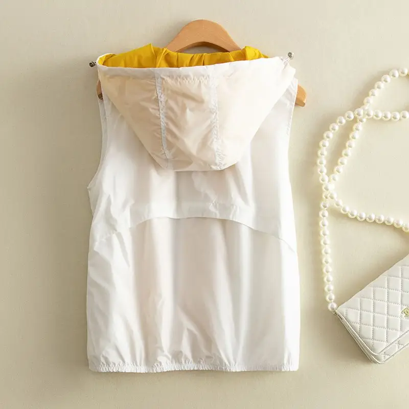 Vest Undershirt Women Hooded Vest Waistcoat Sweatshirt Sleeveless Zipper Jackets Outerwear Casual Loose Tops Women Clothing