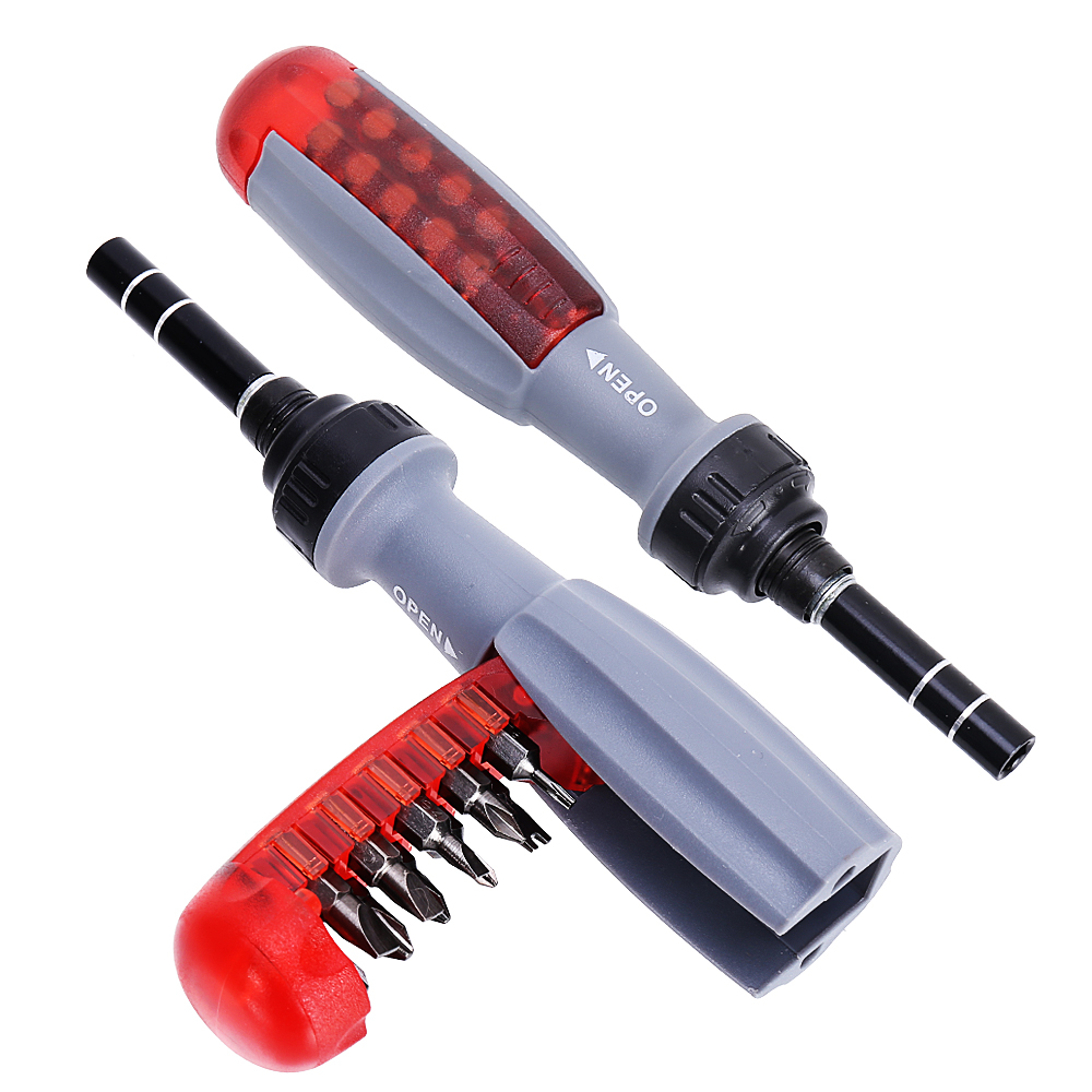 JUNEFOR Screwdriver Set 11 In 1 Ratchet Screwdriver Anti Slip Handle Magnetic Screw Bits Tools edc Home Ratchet Repair Tools