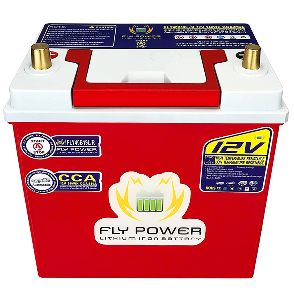 

Автомобильный аккумулятор Flypower 40B19 12,8 В 20 Ач CCA 720A, пусковое устройство для автомобиля LiFePO4 с защитой BMS, литий-Железный пусковой аккумулятор