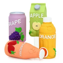 

Creative Latex Dog Toy Fruit Drink Bottle Shape BB Barking Sounding Product Puppy Squeaky Bite-Resistant Clean Chew Pet Supplies