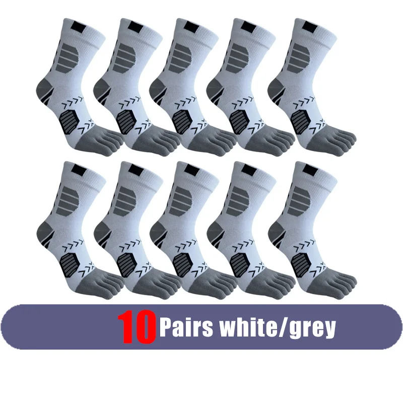 5 Pairs Compression Cotton Toe Socks - Sweat-Absorbing Colorful Sports Socks