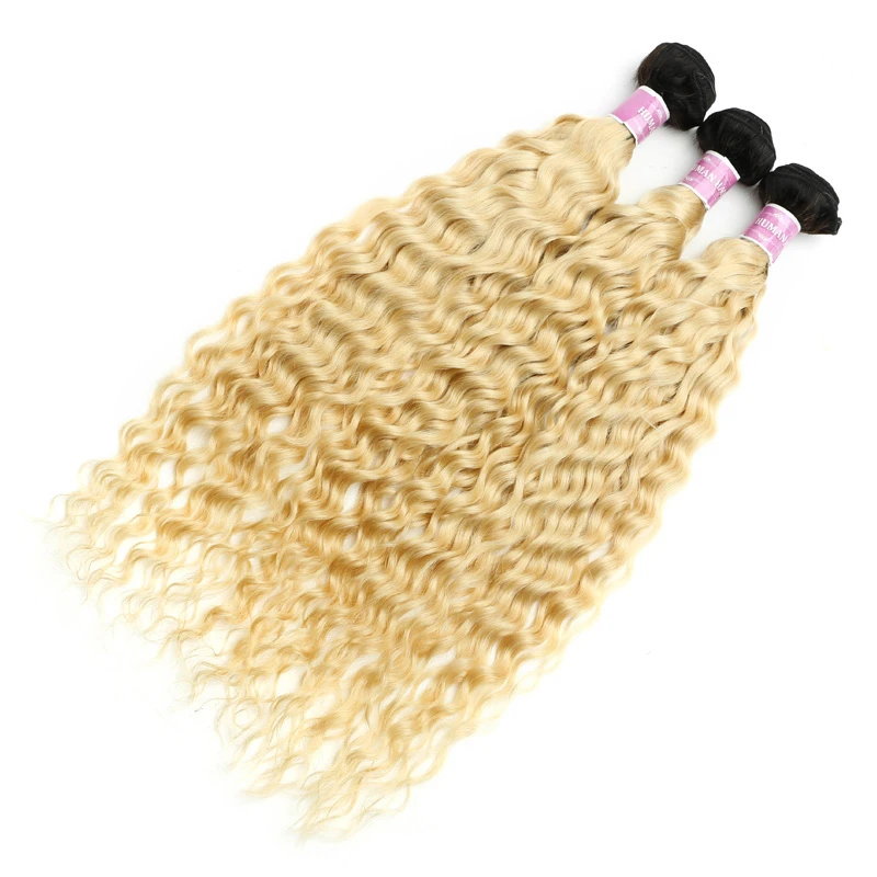 1B 613 Ombre Honey Blonde Color Deep Wave 28 30 Inch 1 3 4 Bundle Deal Remy Brazilian Hair Weave Curly Human Hair Extension