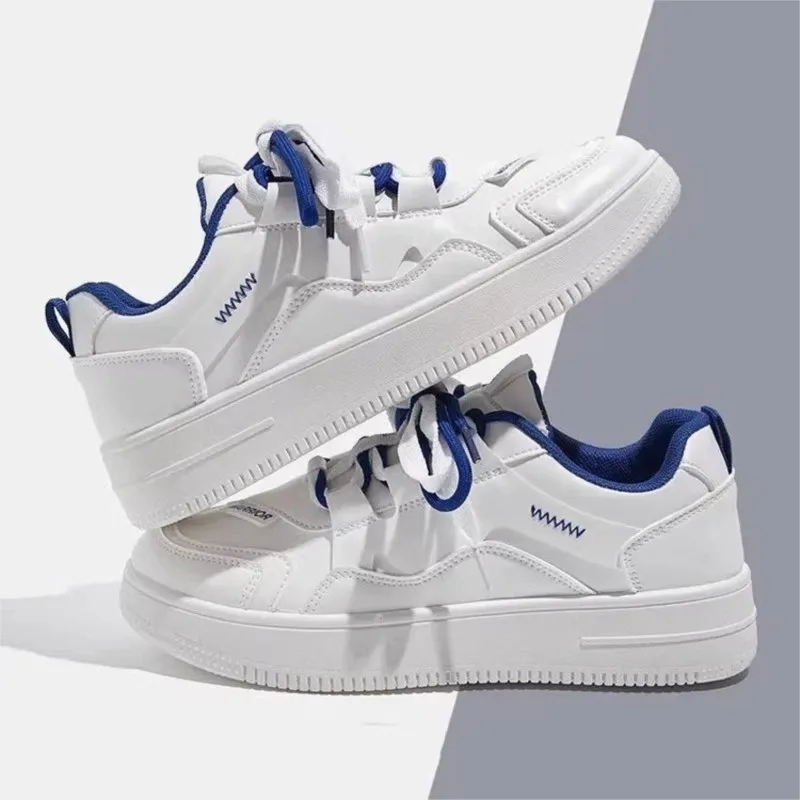 Zapatillas Mujer Trendy Leather Platform Sneakers Lace-up White Shoes Tenis Breathable Socofy Casual Sports Shoes Women 6933