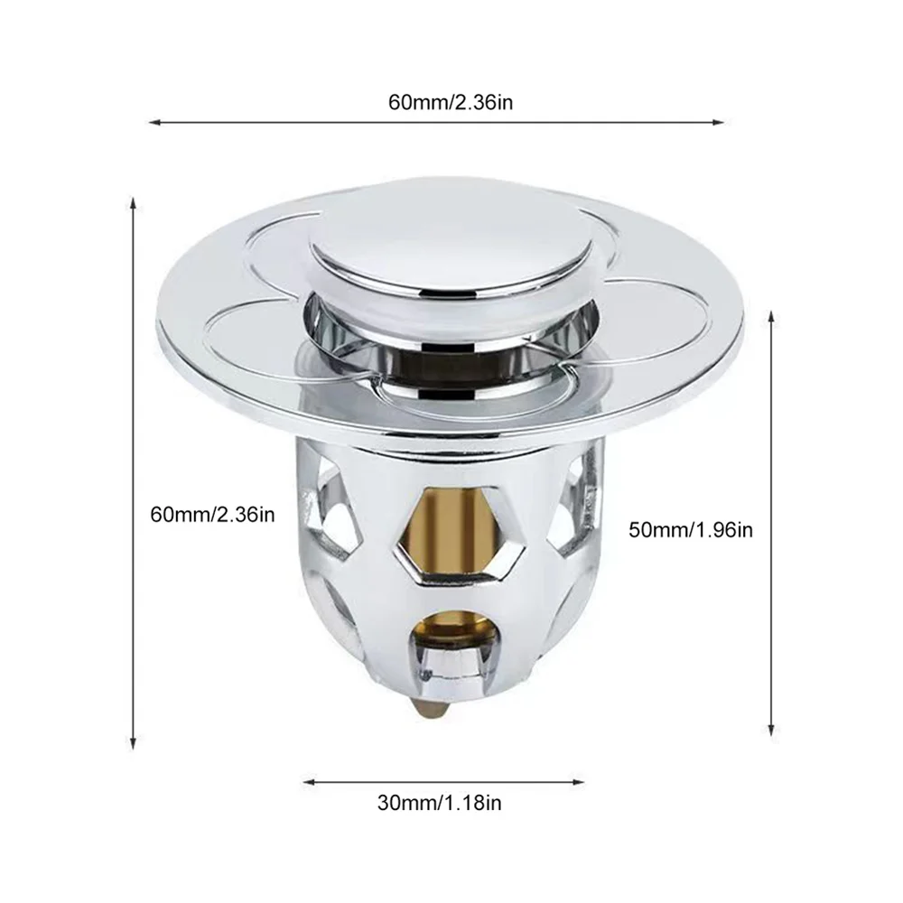 Description Picture 3 of itemUniversal Stainless Steel Basin Pop-Up Bounce Core Basin Drain Filter Hair Catcher Sink Strainer Bathtub Stopper Bathroom Tool