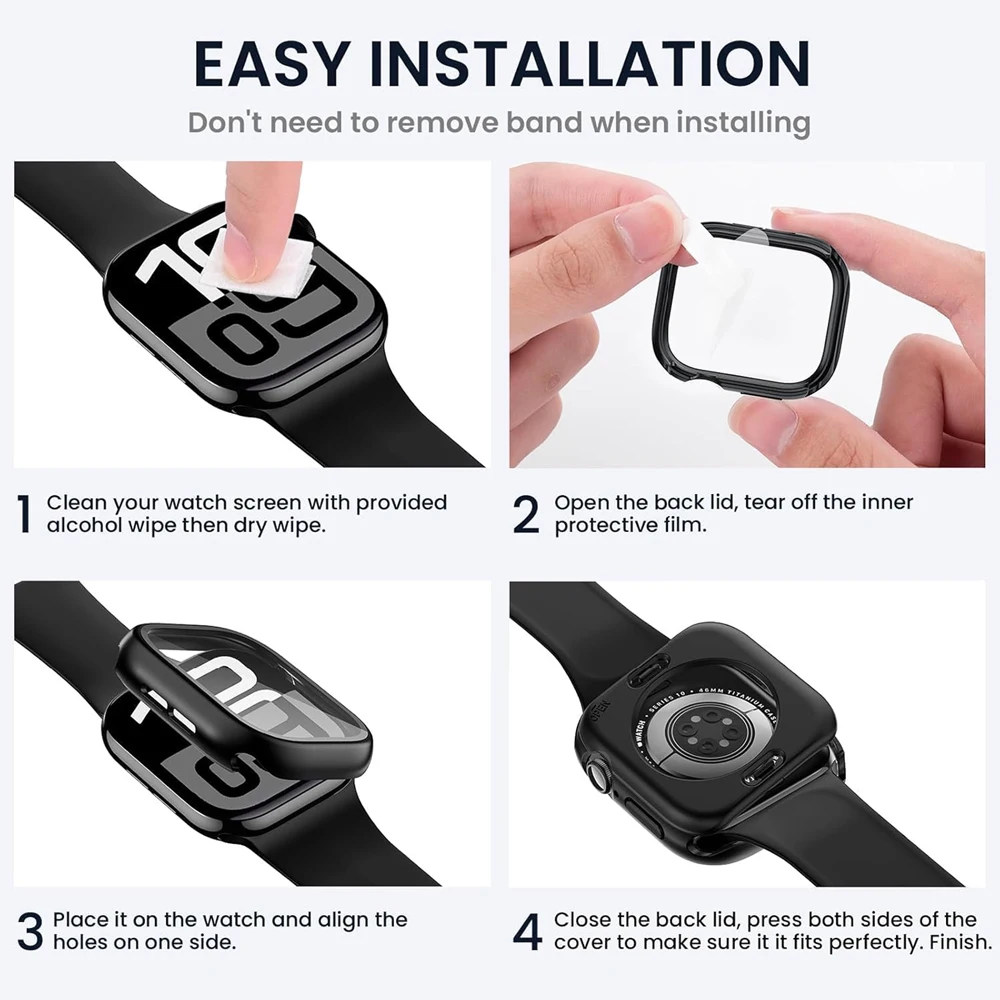 All-in-One Waterproof Apple Watch Protective Case with Tempered Glass Screen Shield