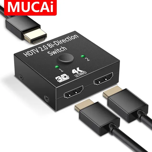 HDMI-Compatible Splitter 4K Switch KVM Bi-Direction 1x2/2x1 HDMI-compatible Switch 2 In1 Out for TV Box PS4/3 Switcher Adapter 1
