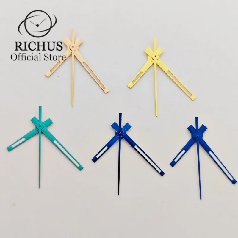 Фото RICHUS небесно-голубой, оранжевый, фиолетовый, серебристый, зеленый светящийся для рук NH35 NH36 ETA2824 2836 Miyota 8205 8215 821A DG2813 PT5000 модем №4