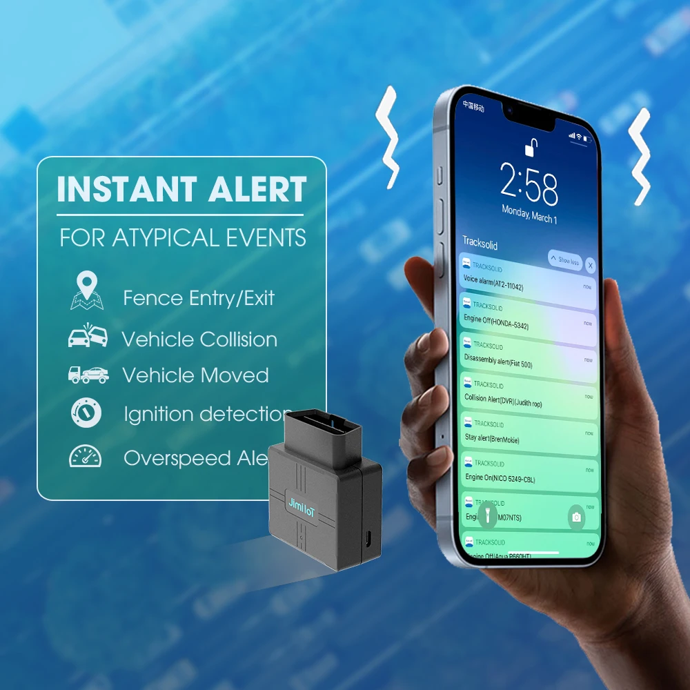 JIMIIOT OBDII Mini GPS Automotivo Locator VL502 LTE Bluetooth On-Board Diagnostics Car Alarm Real-Time Position Tracking Device