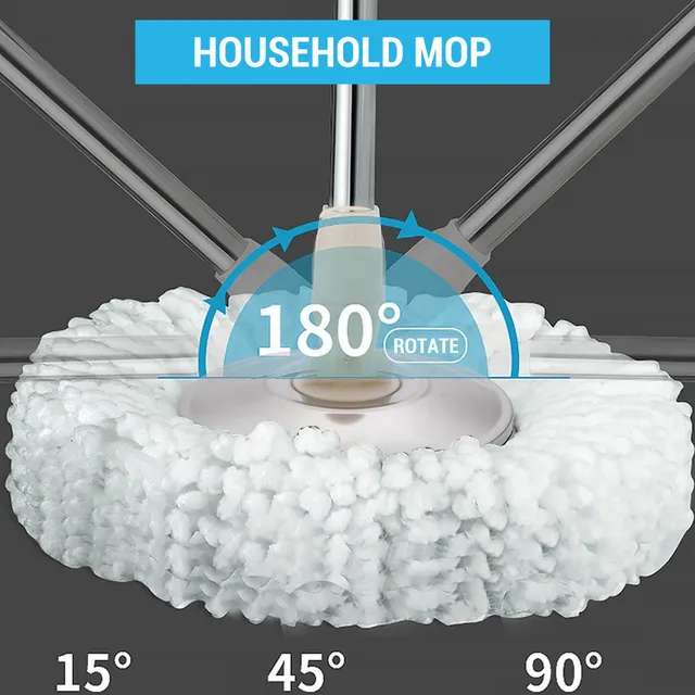 Mop Feje Forgó Rozsdamentes Acél Háztartási Padló Fejcsere Automatikus Fej Centrifugálás Otthoni Szerszámok - Image 6