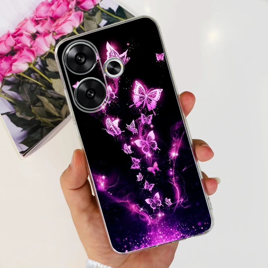 Butterfly Flower Soft Clear Silicone TPU Back Cover