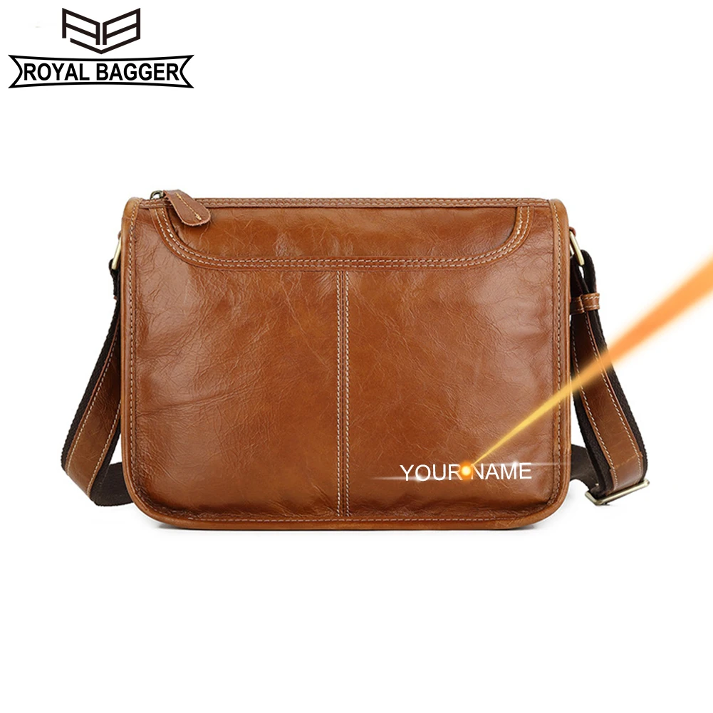 

Royal Bagger Crossbody Shoulder Bag for Men Genuine Cow Leather Large Capacity Messenger Bags Casual Vintage Briefcases 8016