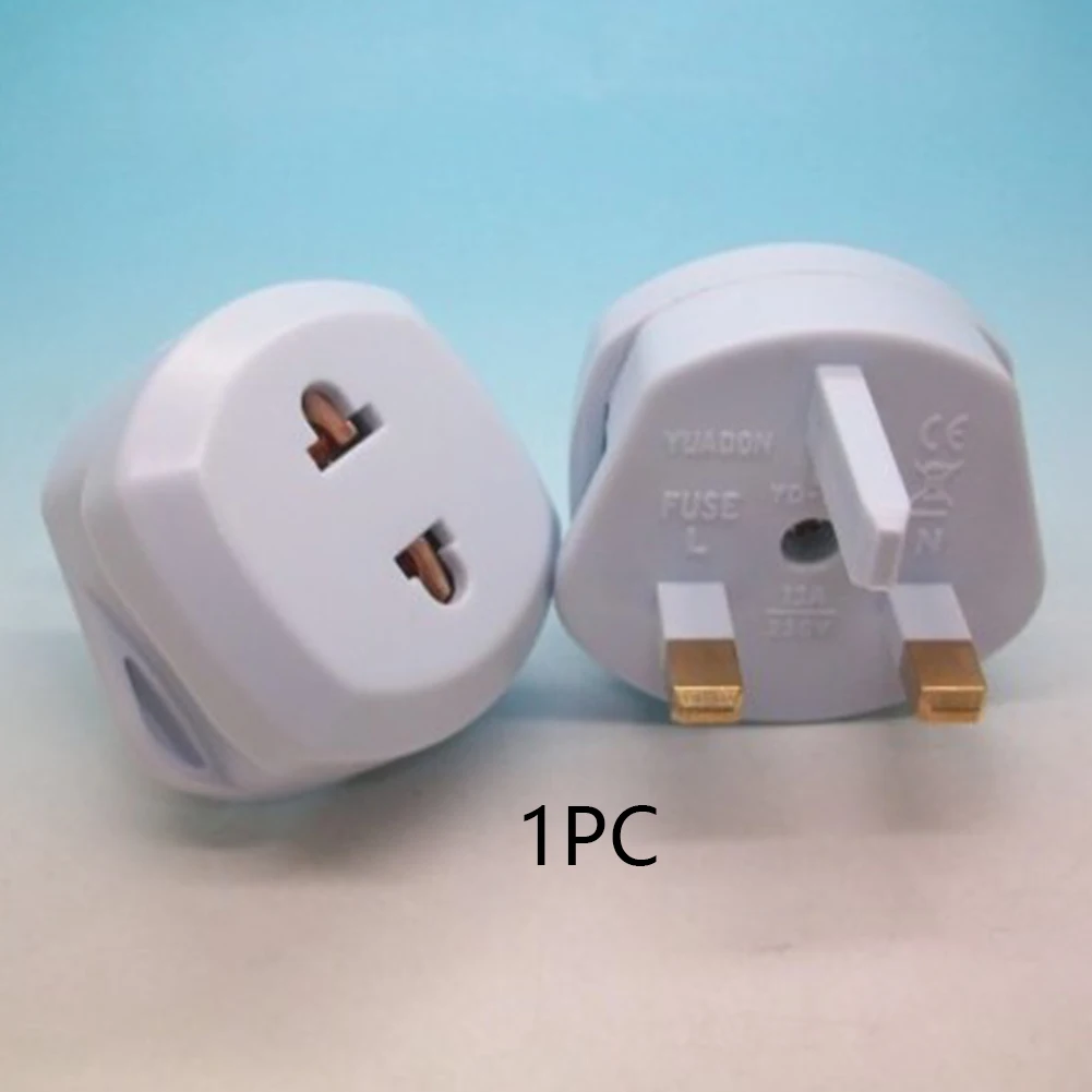 Abroad Socket Adapter 2-Pins To 3-Pins Plug EU TO UK ABS Home Power Conversion Brass Conductor Travel Lightweight