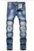 New Men's Ripped Jeans Luxury Men Skinny Jeans Light Blue Holes Pants Quality Male Stretch Slim Fashion Trousers Y2k Mens Jeans 2
