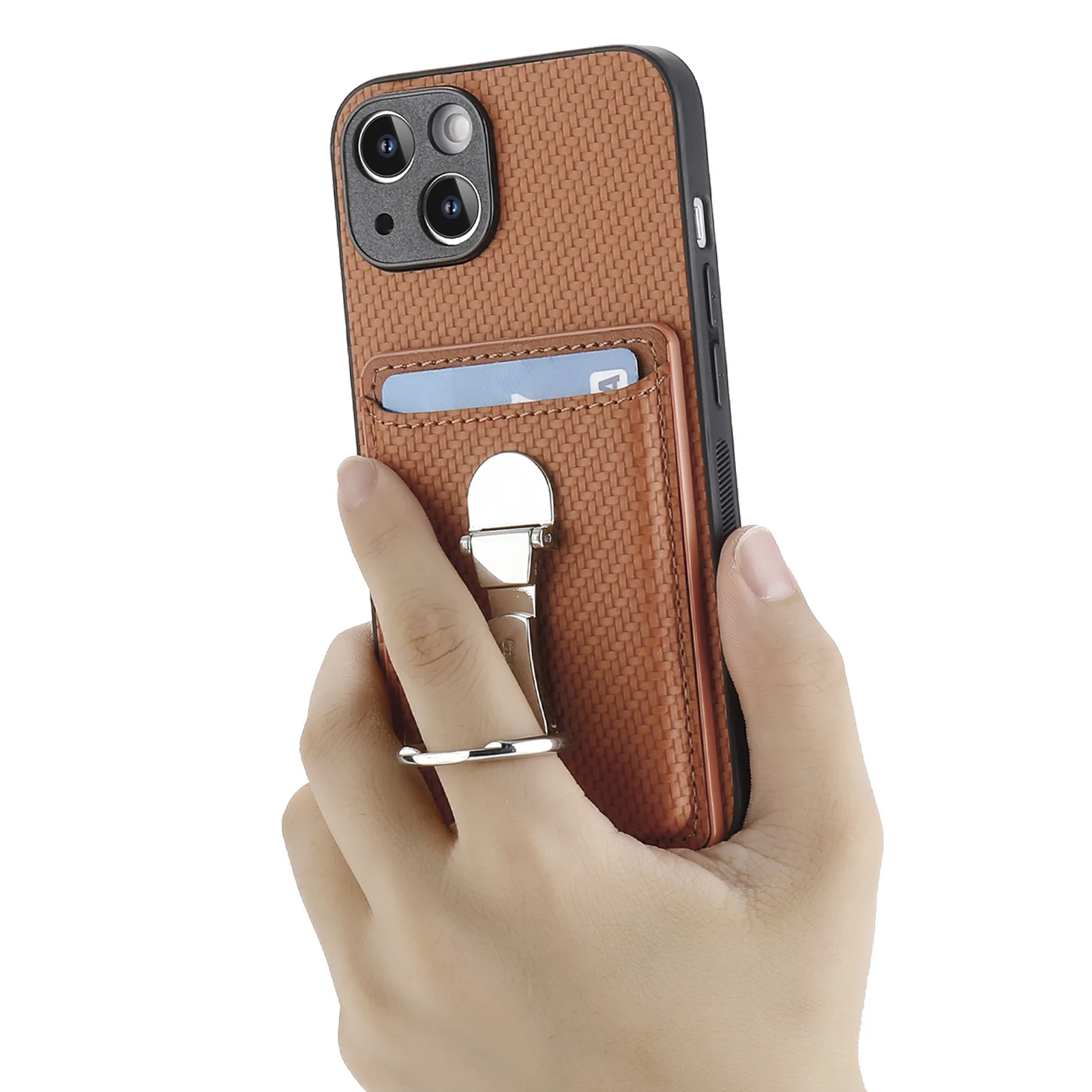 Leather Wallet Phone Case with Ring Holder and Card Slot