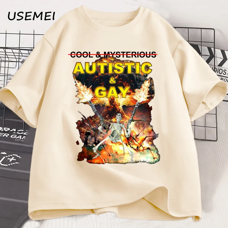 Autistische und Homosexuell Skelett Explosion T-Shirt Unhinged Grafik T Shirts Verfluchtes Skelett Autismus Meme T-shirt Männer Frauen T-shirts Kleidung
