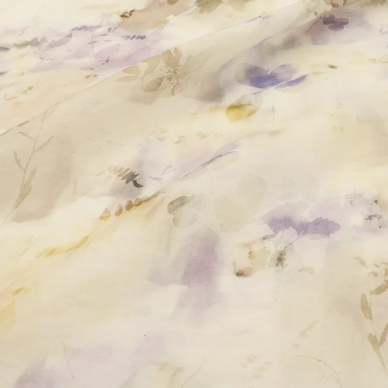 Spring Summer Hanfu Chinese Dress Fabric XR786B-8818 Plain Silk Printing Facewear Children's Clothing Accessories