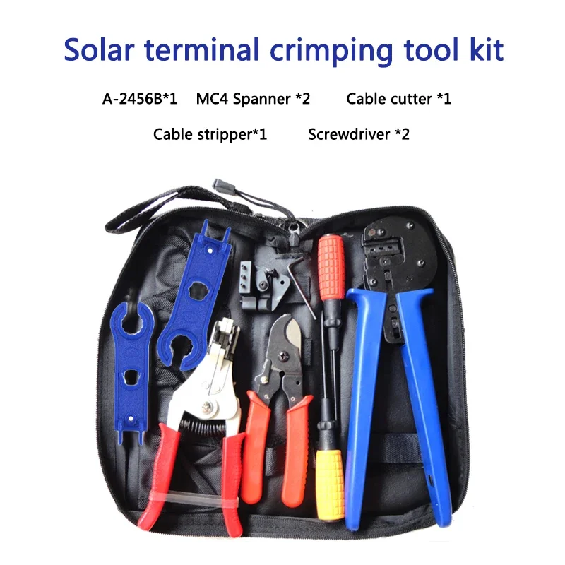 Solar Crimping Tool Kit For Connector Solar Panel PV Cable 2.5 4 6mm2 Stripper Cutter Set a2546b