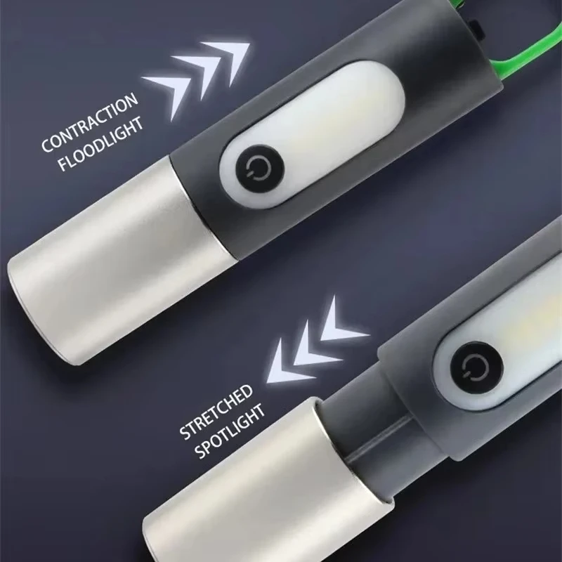 LED Flashlight Xiaomi Laser Zoom Multi-functional Long-range Lighting USB Rechargeable Outdoor Portable Camping Lamp With Hook