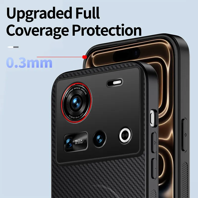 Carbon Fiber Texture Magnetic Bracket PC Cover with Wireless Charging Compatibility