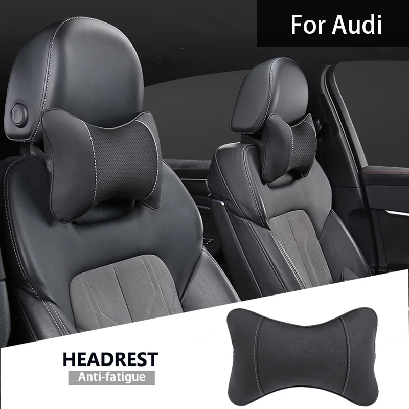 1Pcs Car Seat Headrest Leather Auto Interior Head Neck Pillow For Audi A4 A3 A6 TT S4 S5 S6 A1 A2 A5 A7 A8 Q1 Q2 Q3 Q4 Q5 Q6 Q7