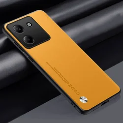 Luxury Silicone Leather Camera Protection Shockproof Cover Bumper for POCO F6 Pro (Yellow)
