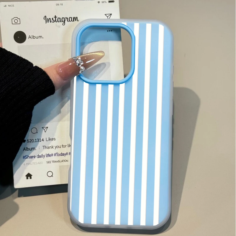 Matte Candy Color Case with Simple Stripes Design