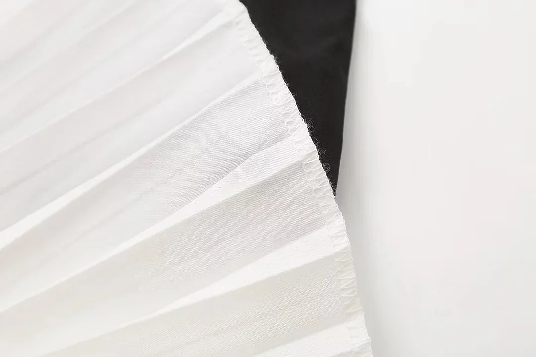 Contrast Color Folds Mini Dress For Women Slim Fit Off-Shoulder Sexy Dress Plunge Elegant Sleeveless Gown Dress Ladies