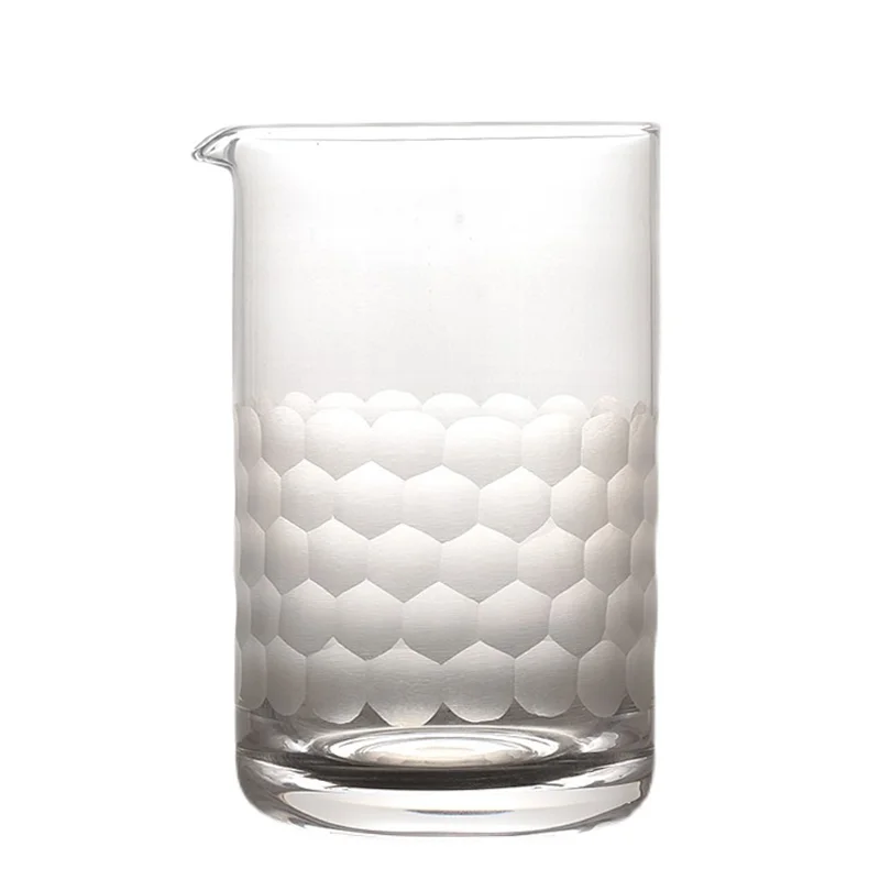 Multiple Styles Cocktail Mixing Glass Carved Pattern Bartender Beaker With Thick Weighted Bottom Glass Studded Bar Accessories