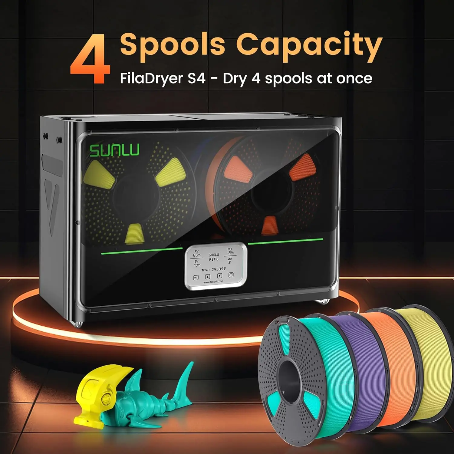 SUNLU S4 Filament Dryer Box 4 Spools Large Capacity 360