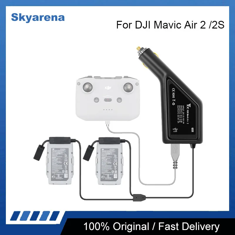 Caricabatteria Da Auto 3 In 1 Per Dji Mavic Air 2/2S Hub Di Ricarica Batteria Intelligente Mavic Air 2/2S Connettore Per Auto Adattatore Usb Multi