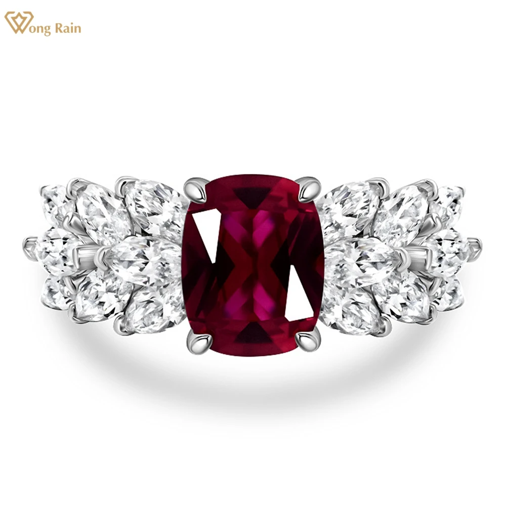 

Wong Rain Vintage 925 Sterling Silver 2CT Ruby High Carbon Diamond Gemstone Wedding Engagement Fine Jewelry Women Ring Wholesale