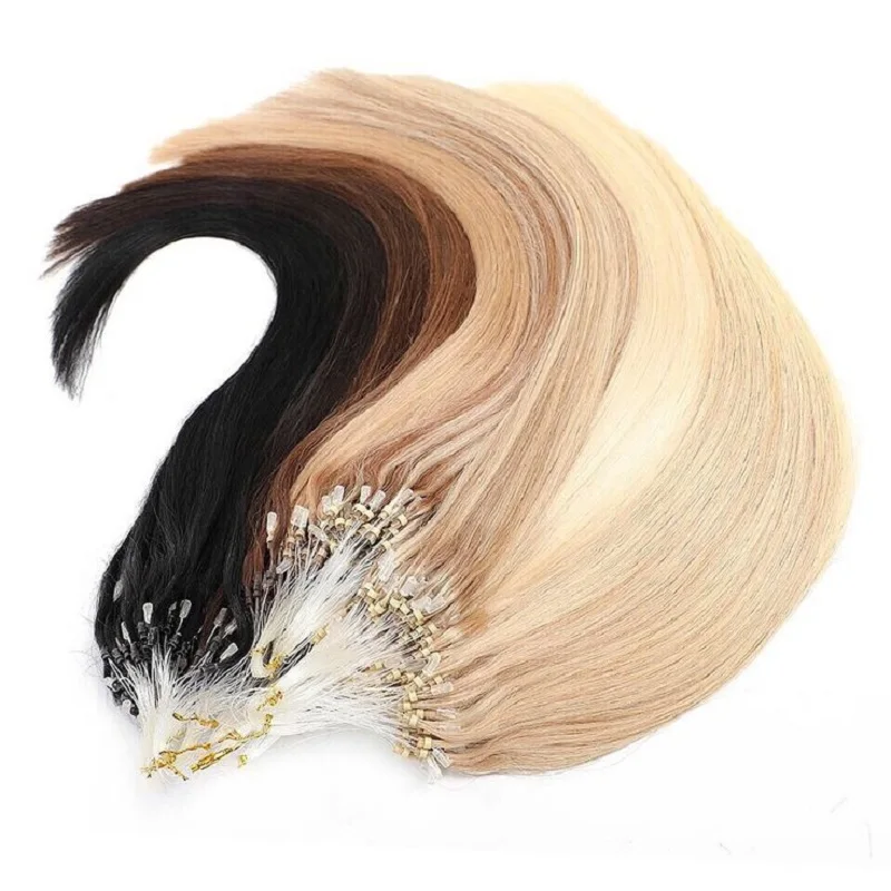 Human Hair Extension Micro Loop Invisible Natural Hair Extensions for Women Straight Brazilian Remy Fishing Line 50pcs 50g
