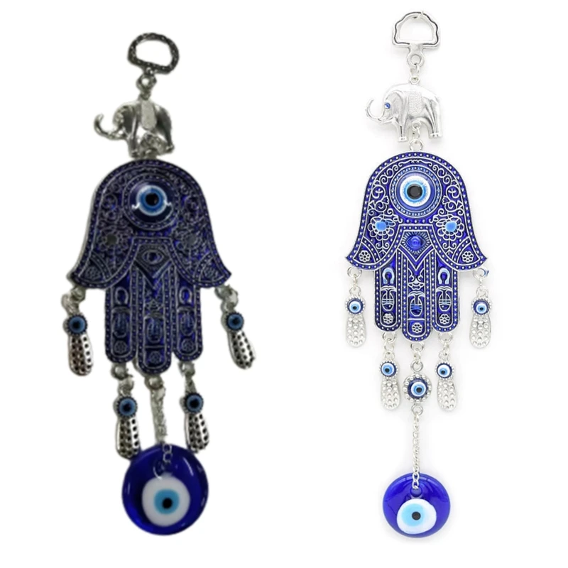 Metal Flower Wall Decoration Wall Art Decor Wall Hanging Pendant Crystal Wall Hanging Charm Decoration Chamfer Tool Turkish Blue Evil Eye Amulets Hand Wall Protection Hanging Lucky Pendant Decor
