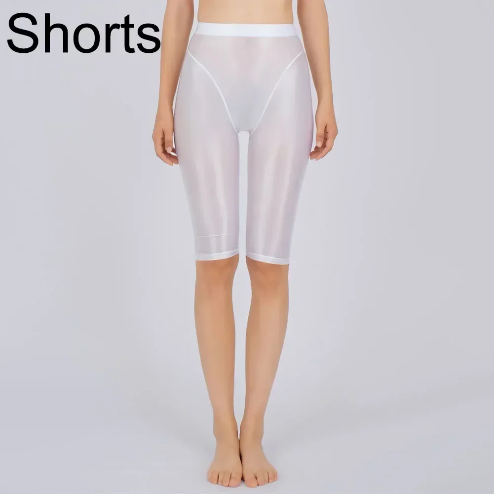Women Sexy Lingerie Hot Jeggings Shorts Oil Glossy Shiny Casual Tight Yoga Pant Perspective Sex Erotic Costumes Lingeries