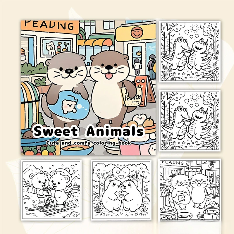 Sweet Animals: A Bold and Simple Coloring Book for Adults and Teens Featuring Plants Flowers and Cute Animals 3