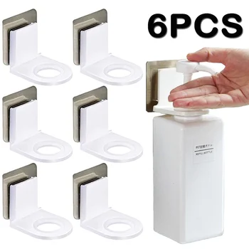 Mensola per bottiglie di shampoo autoadesiva montata a parete, sapone liquido, gel doccia, organizer, supporto per ganci, ripiani, appendiabiti, accessori per il bagno 1