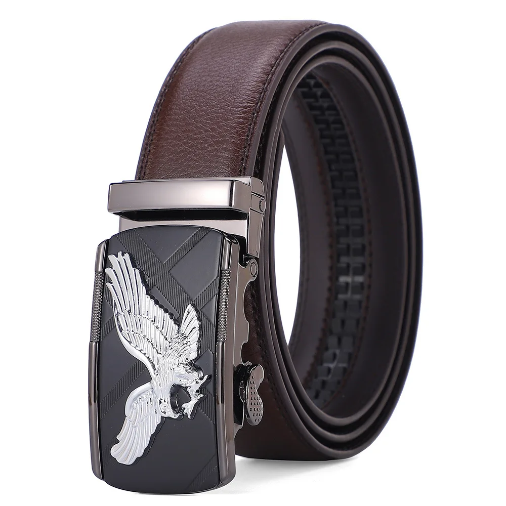 

Trendy and Fashionable Men's Eagle Metal Automatic Buckle Split Leather Belt Luxurious and Fashionable Cowhide Designer Belt