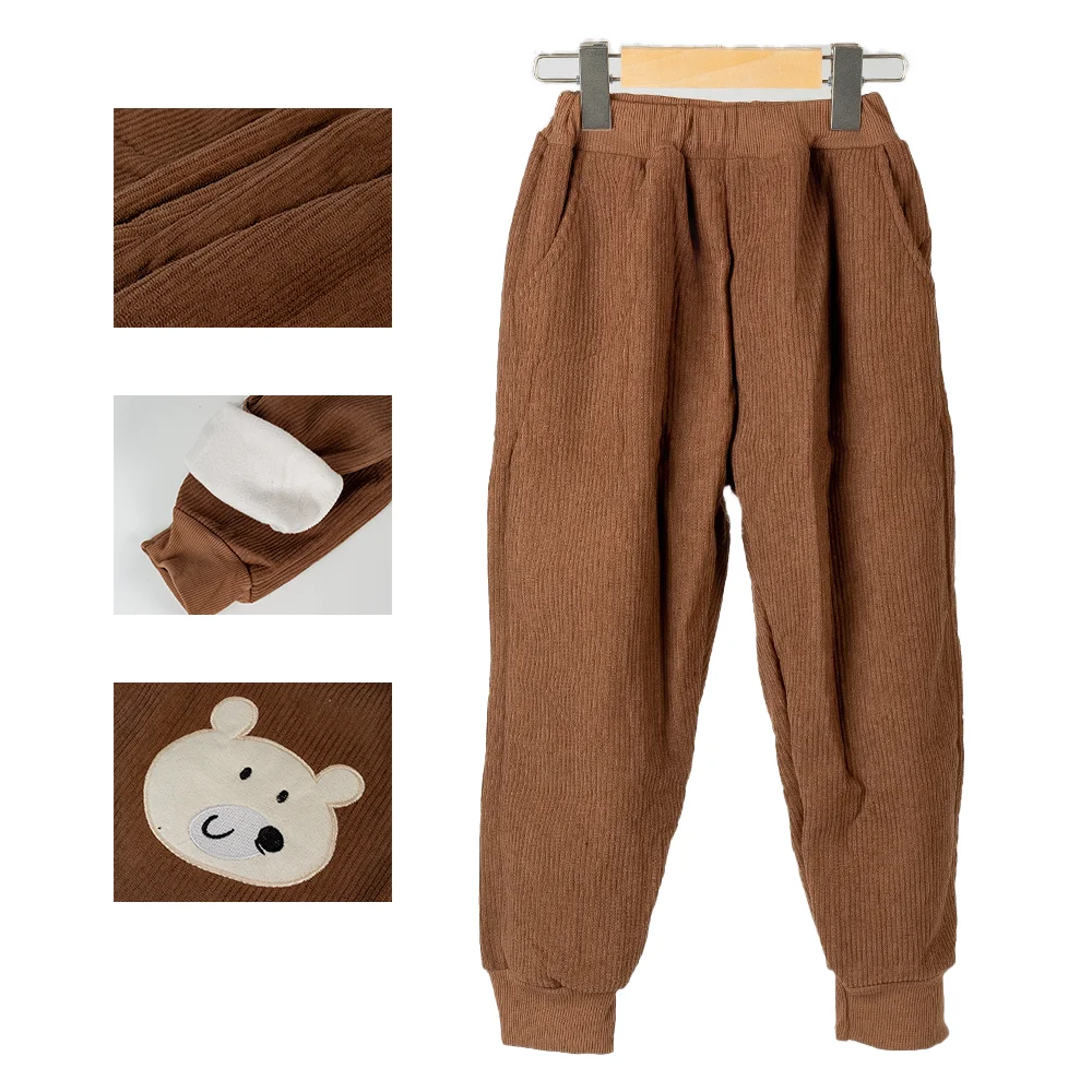 New Winter Velvet Children’s Pants Cute Cartoon Bear Mid Waist Thick Kid’s Warm And Fashionable Solid Color Casual Pants New Winter Velvet Children’s Pants Cute Cartoon Bear Mid Waist Thick Kid’s Warm And Fashionable Solid Color Casual Pants