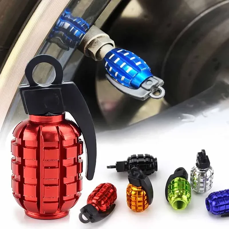4pcs Aluminum Grenade Tire Valve Caps - Air Dust Covers