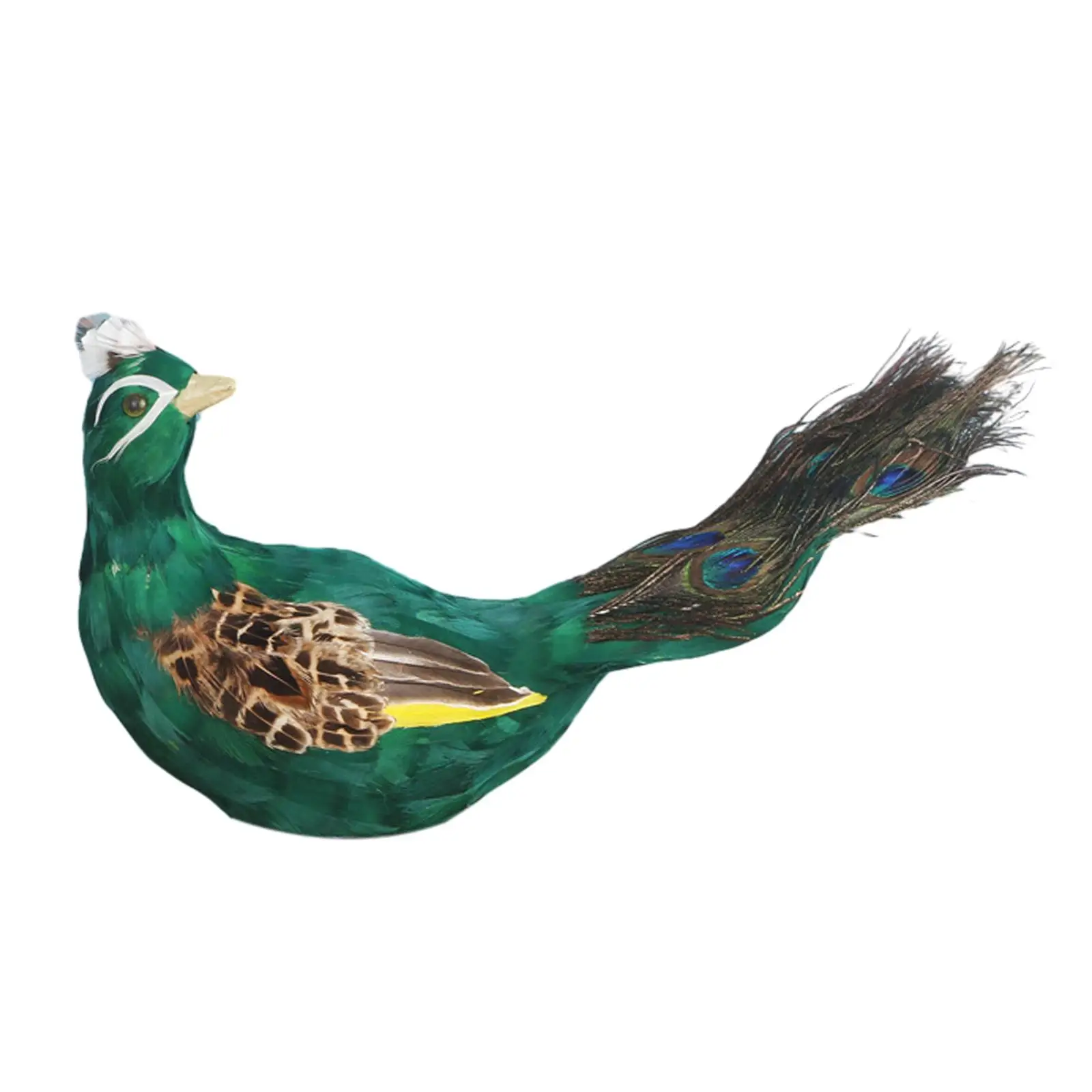 Artificial Peacock Ornament Figurine Long Tail Simulation Peacock Decoration for Home Festivals Living Room Fireplace Holiday