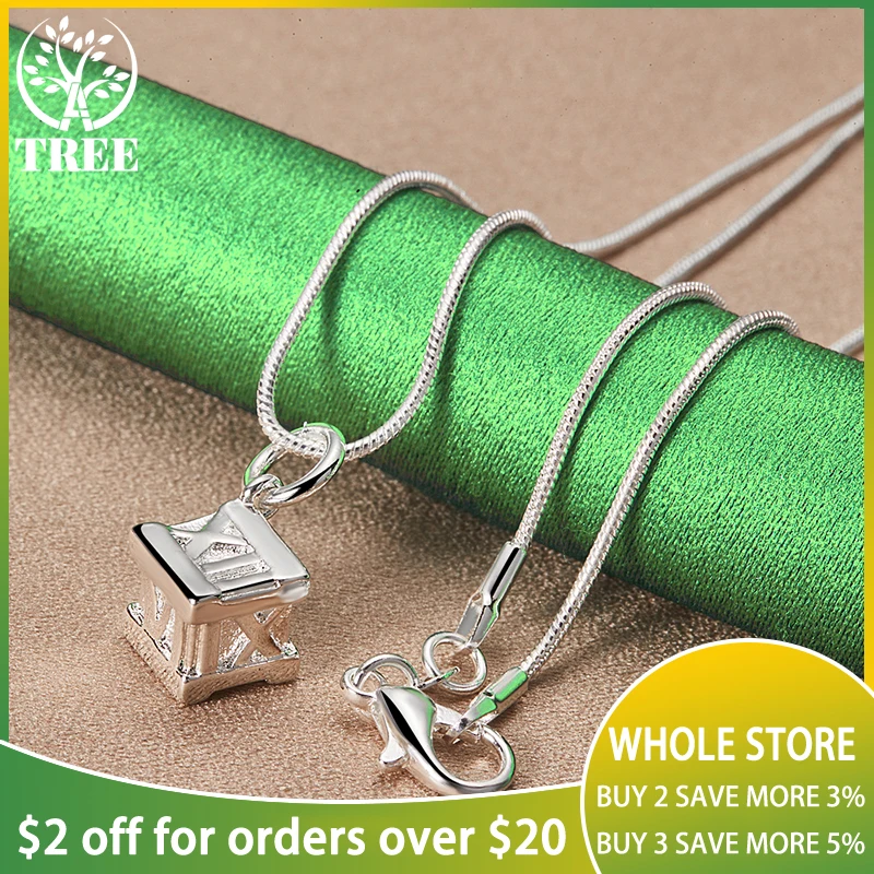 

925 Sterling Silver 16-30 Inch Chain Fine Roman Numerals Box Pendant Necklace For Woman Men Birthday Party Wedding Charm Jewelry