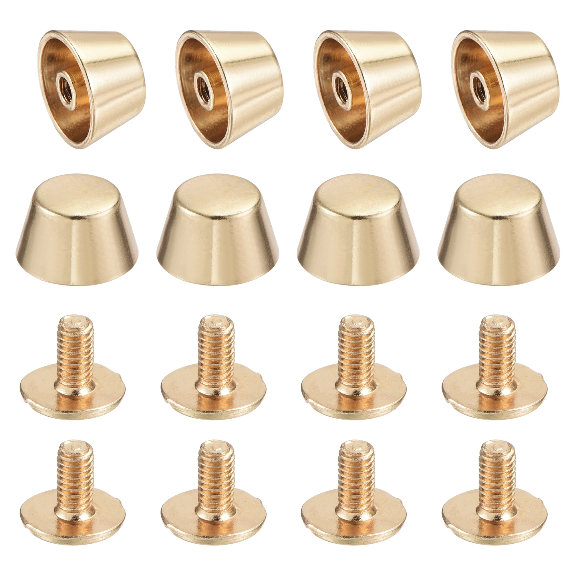 

Uxcell 8Pcs 12x7mm Rivet Studs Screw Back Flat Hollow Feet Stud Spike for Leather Craft DIY Gold Tone