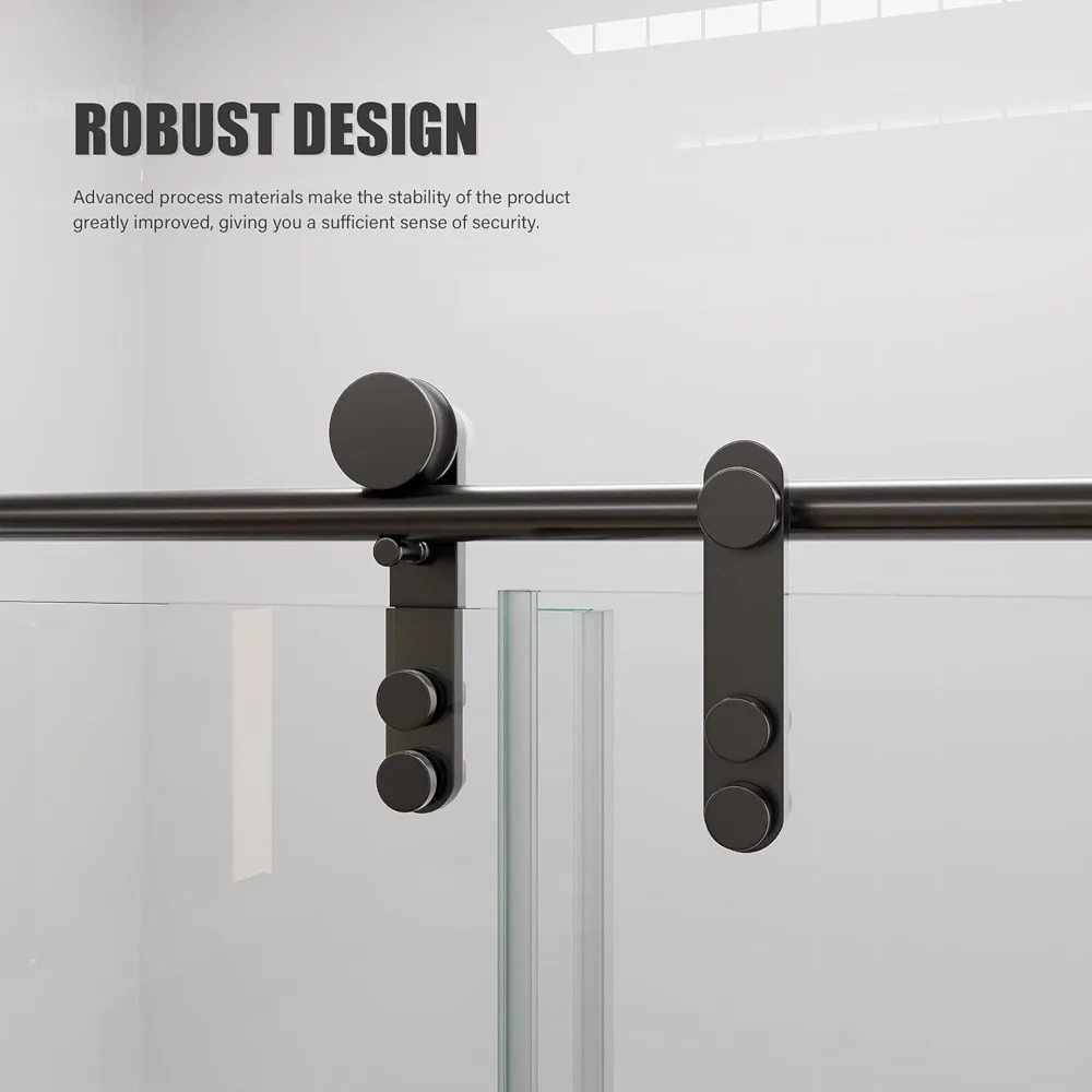 Shower Door 56-60 Inches W X 76 Inches H Glass Shower Door with Handle and Waterproof Sealing Strip, Black 3