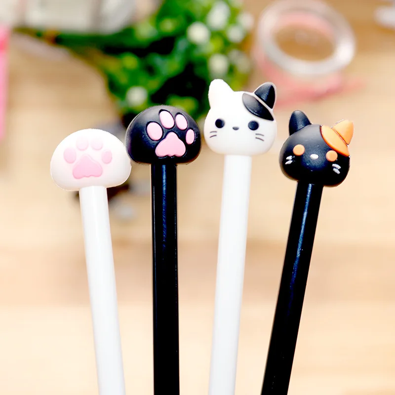 4 Pcs Lytwtw Cartoon Cat Claw Paw Kawaii Cute School Supply cancelleria per ufficio Gel Pen maniglie Creative sweet black cat lovely