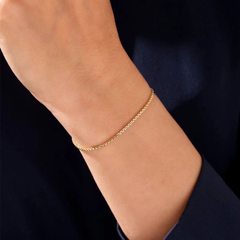 Box Chain Gold Chain Bracelets For Womens Not Fade Stainless Steel