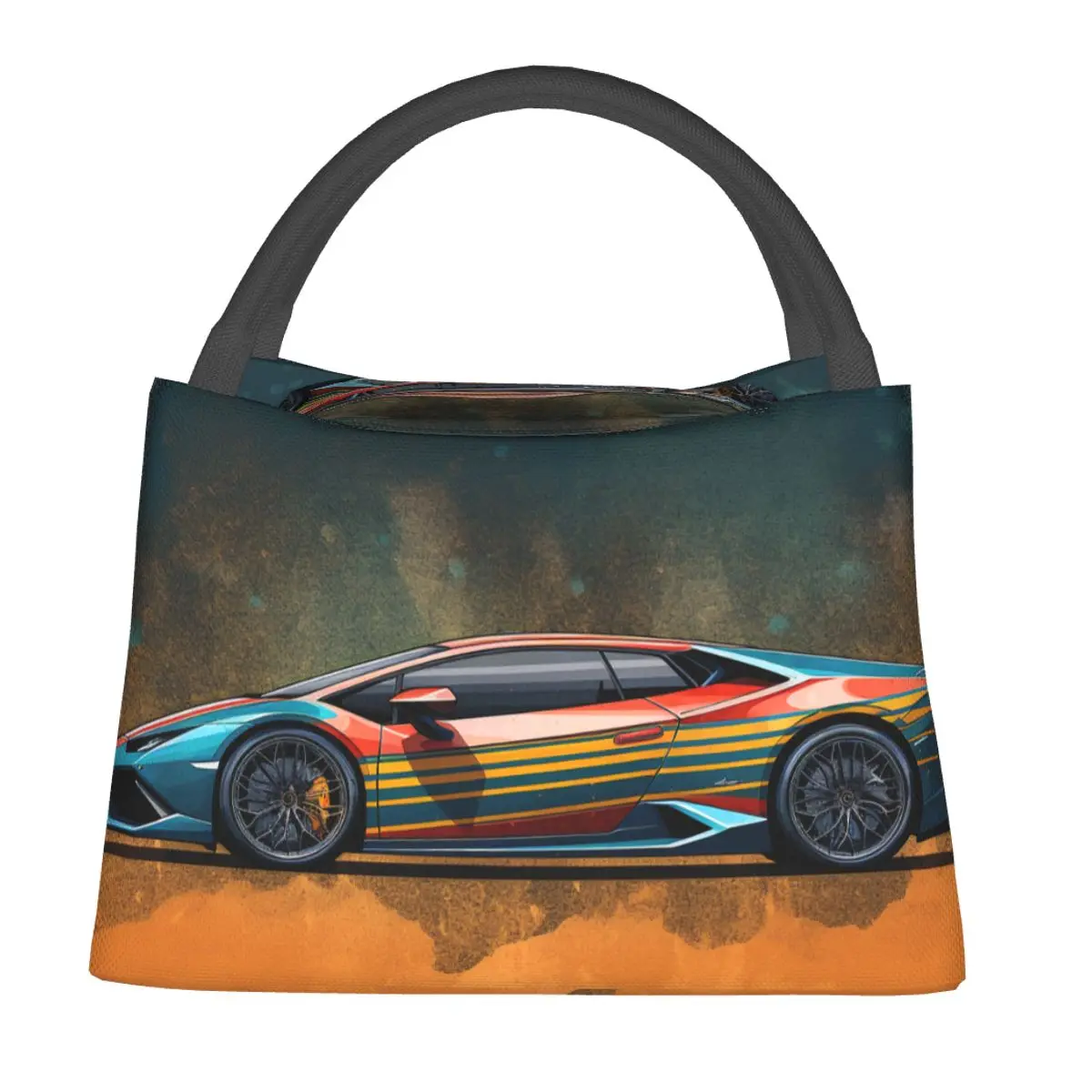 

Noble Sports Car Lunch Bag Retro Multicolored Portable Lunch Box Men Office Cooler Bag Vintage Waterproof Thermal Lunch Bags