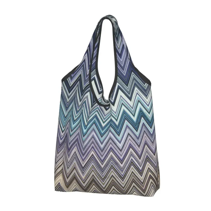 

Home Zig Zag Bohemian Groceries Shopping Funny Shopper Shoulder Tote Bags Capacity Portable Zigzag Boho Pastel Handbag