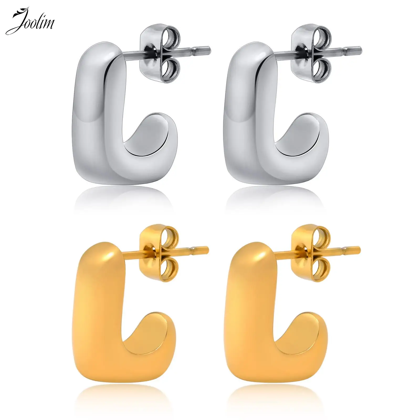 

Joolim Jewelry Wholesale High End PVD Tarnish Free Simple Smooth Geometric Mini Small L-shaped Stainless Steel Earring