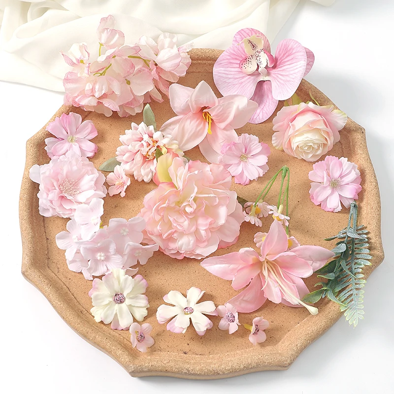Gemischte künstliche Blumen, Rosenköpfe, künstliche Seidenblumen für Heimdekoration, Hochzeitsdekoration, Basteln, Girlande, Sammelalbum, Geschenke, Zubehör – Detail 1